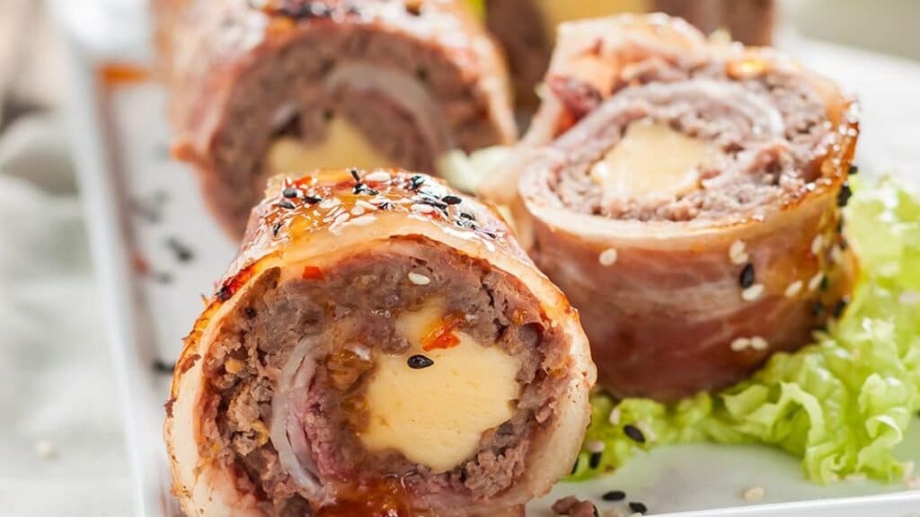 Keto Bacon-Wrapped Meat Roll